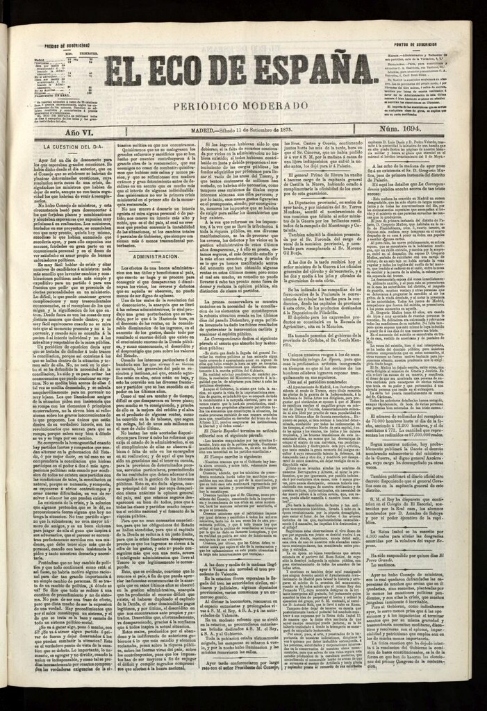 Miniatura de El Eco de España del 11 de septiembre de 1875