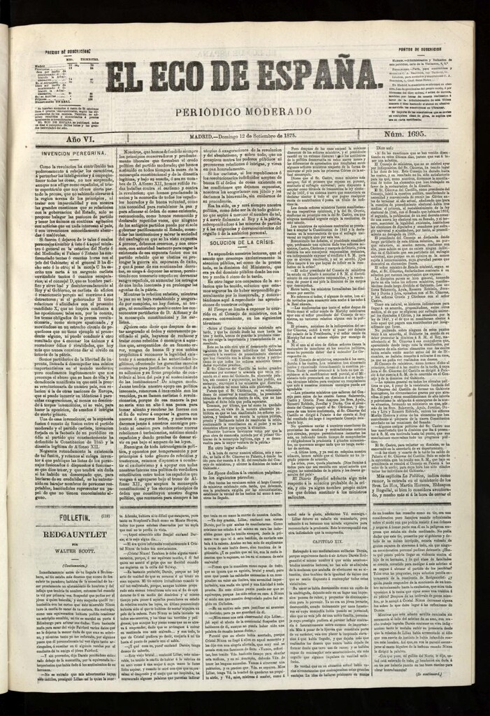 Miniatura de El Eco de España del 12 de septiembre de 1875