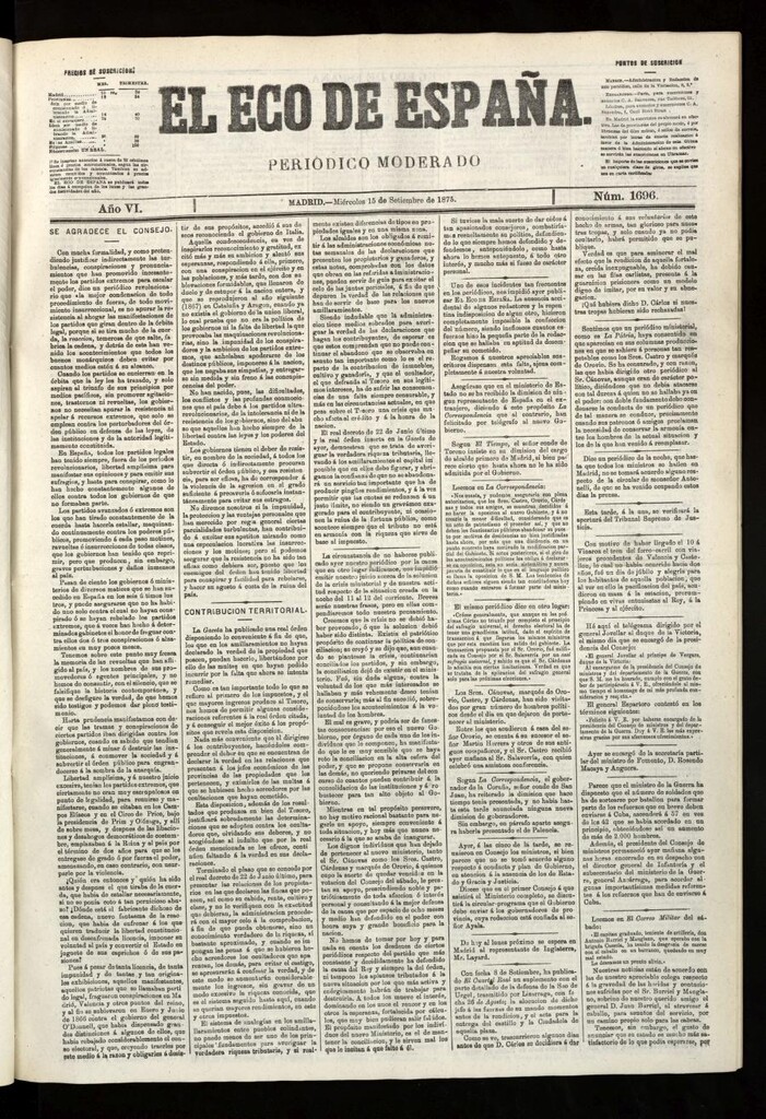 Miniatura de El Eco de España del 15 de septiembre de 1875