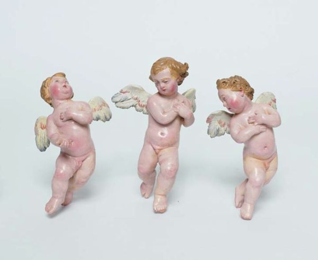 Miniatura de Belén napolitano. Tres ángeles niños