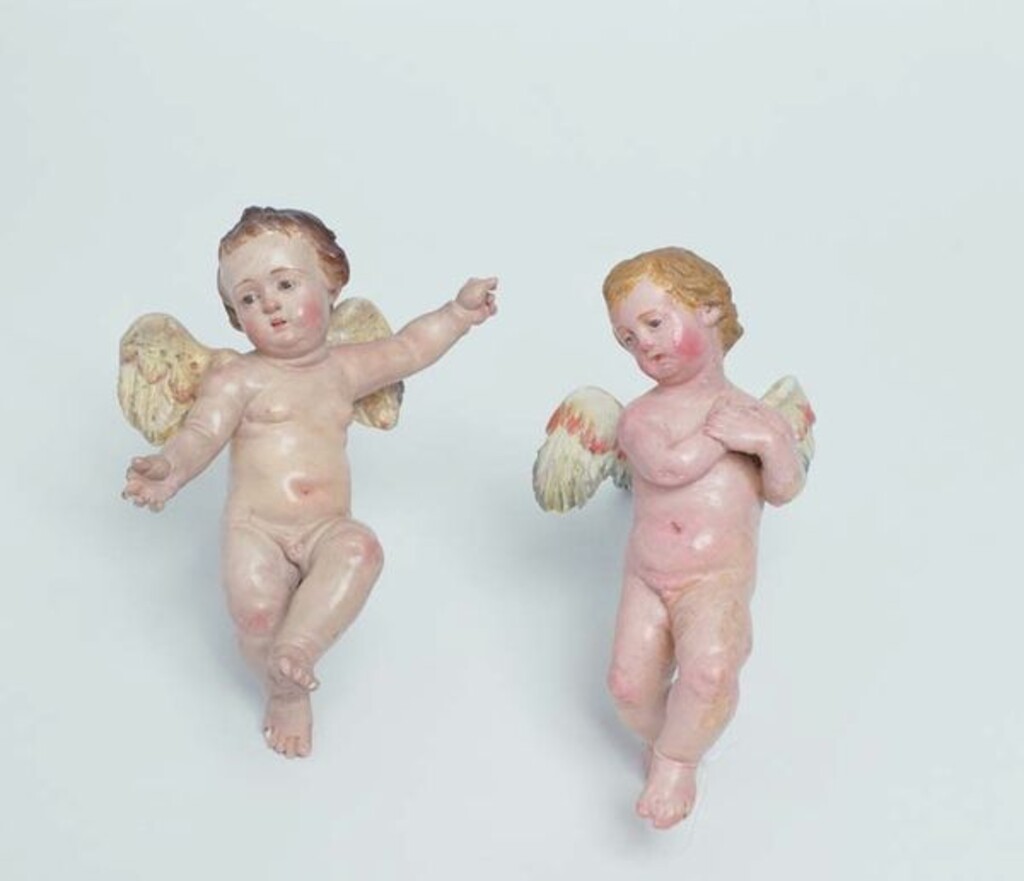 Miniatura de Belén napolitano. Dos ángeles niños