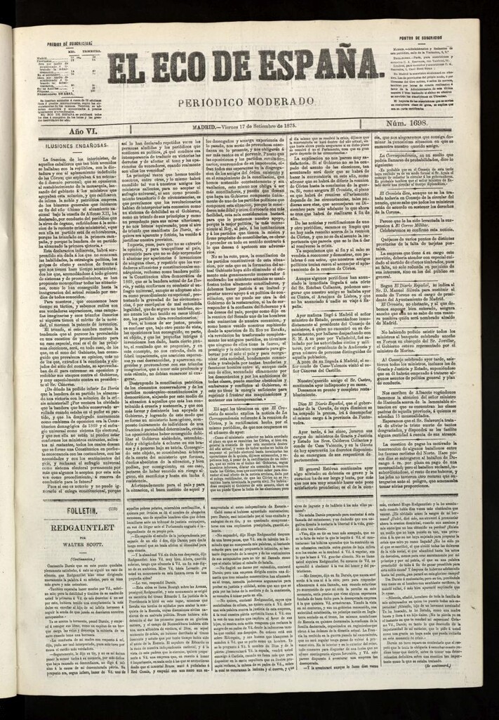 Miniatura de El Eco de España del 17 de septiembre de 1875