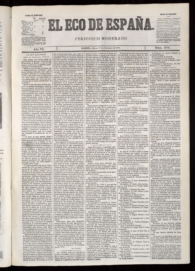 Miniatura de El Eco de España del 21 de septiembre de 1875