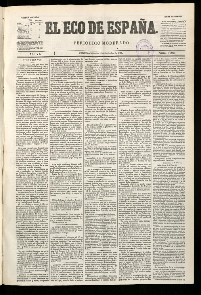 Miniatura de El Eco de España del 22 de septiembre de 1875