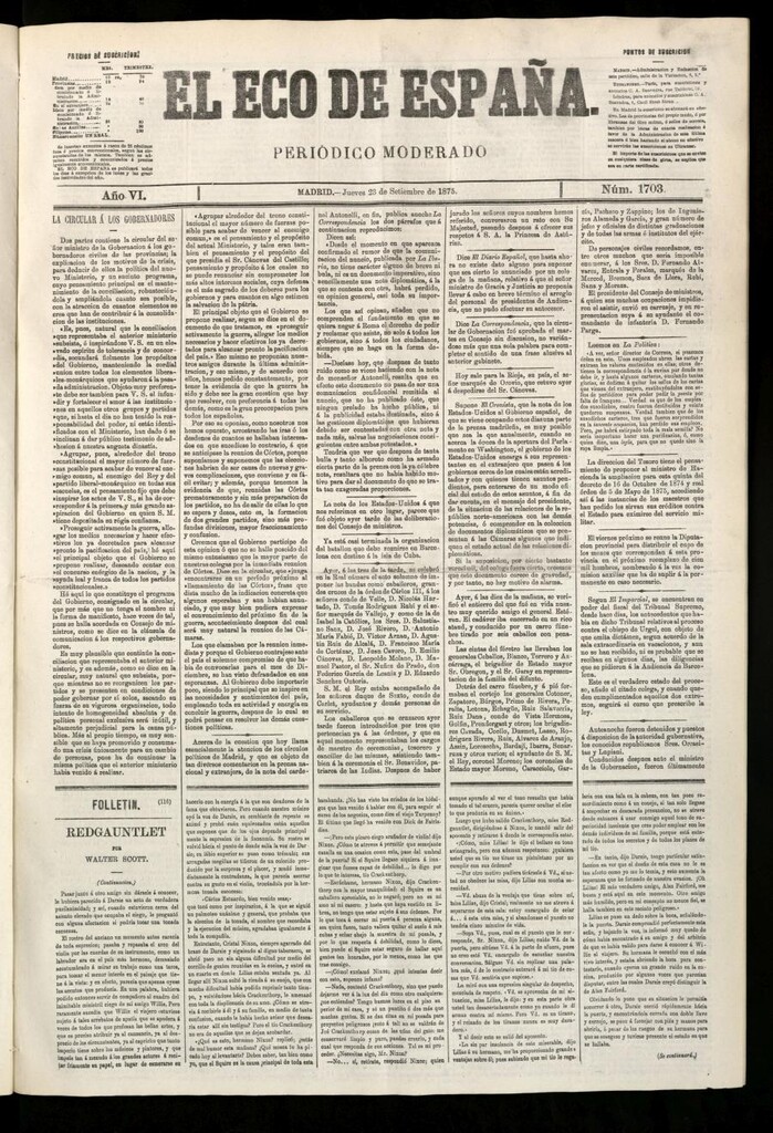 Miniatura de El Eco de España del 23 de septiembre de 1875