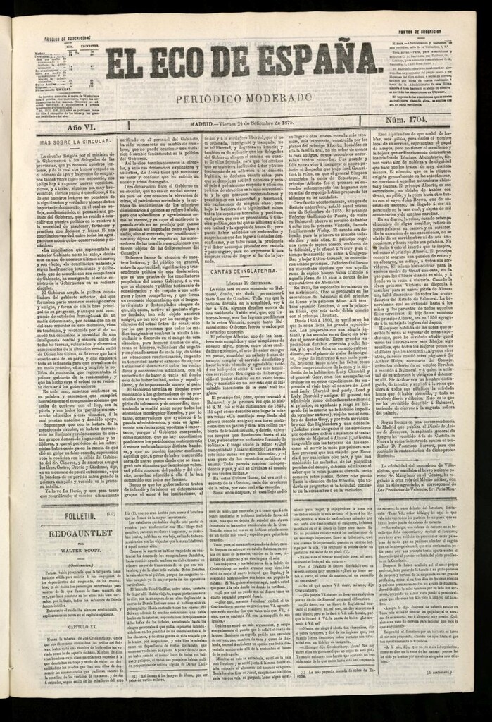 Miniatura de El Eco de España del 24 de septiembre de 1875