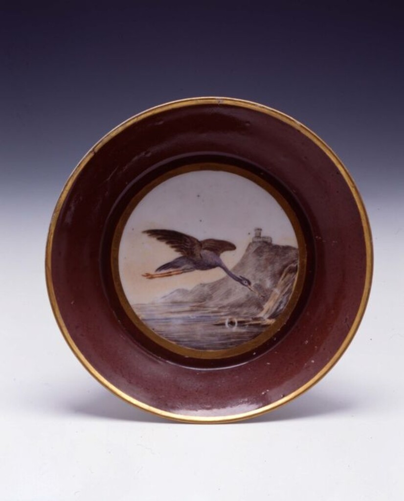 Miniatura de Plato con grulla