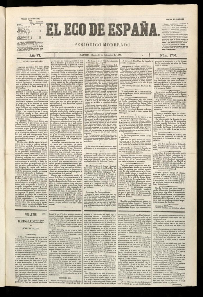 Miniatura de El Eco de España del 28 de septiembre de 1875