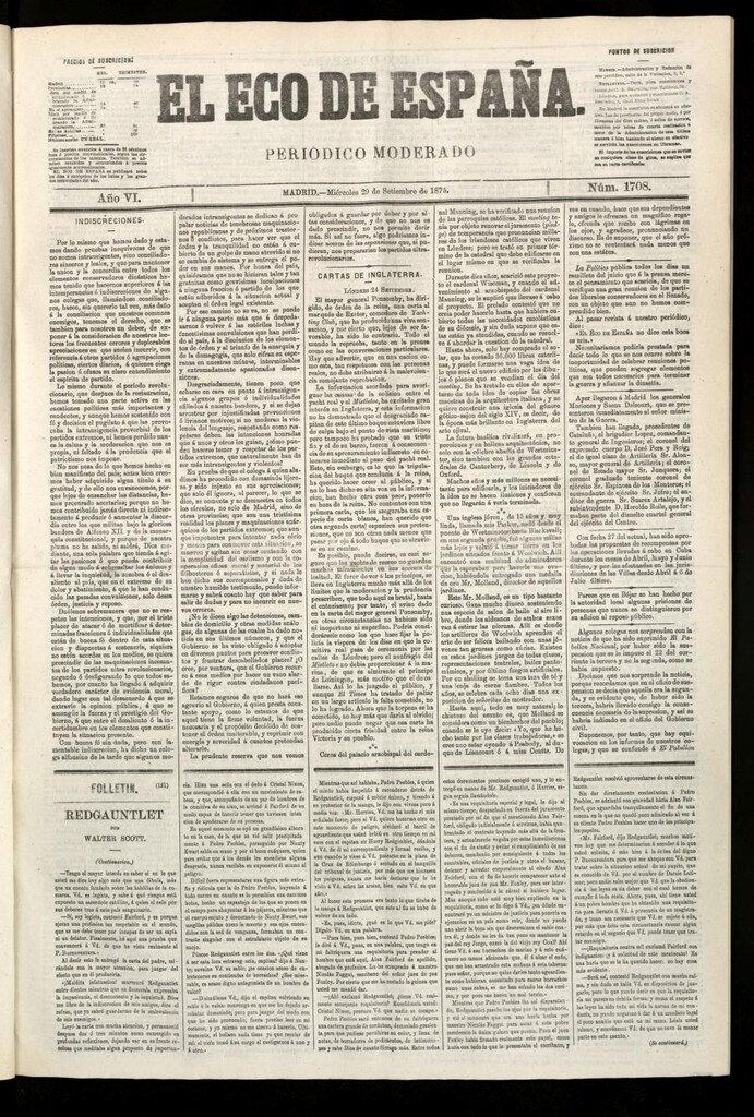 Miniatura de El Eco de España del 29 de septiembre de 1875