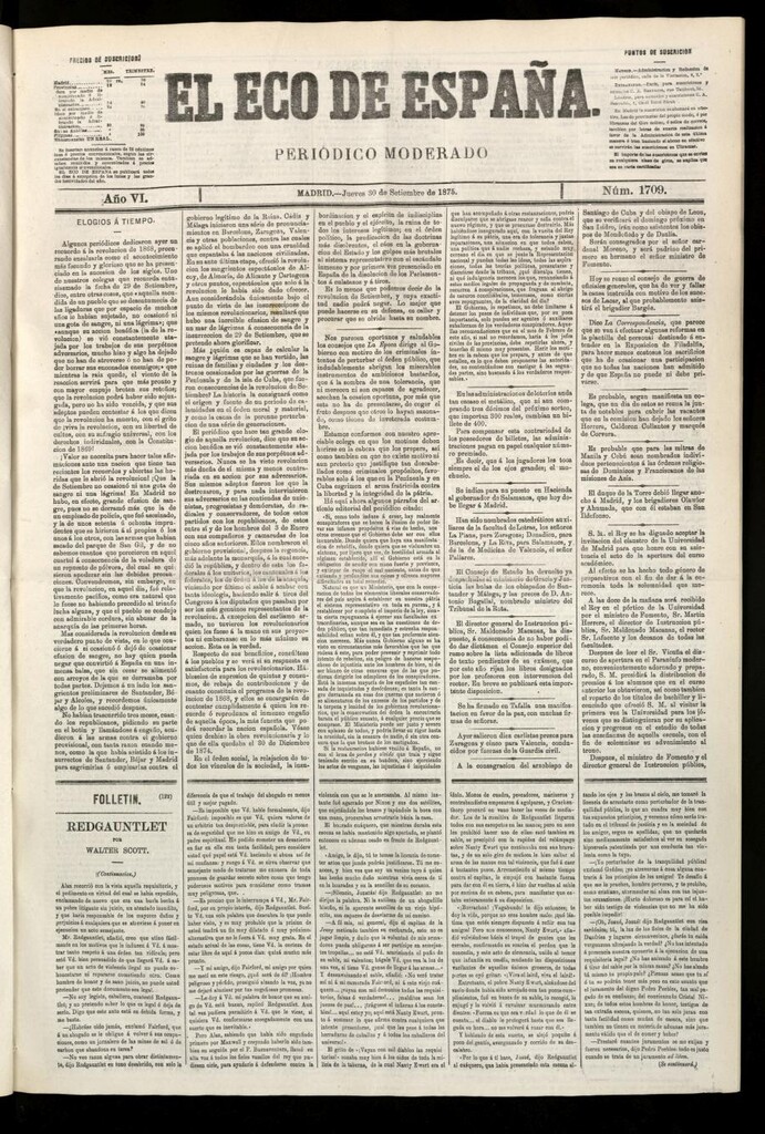 Miniatura de El Eco de España del 30 de septiembre de 1875