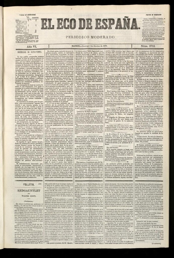 Miniatura de El Eco de España del 3 de octubre de 1875