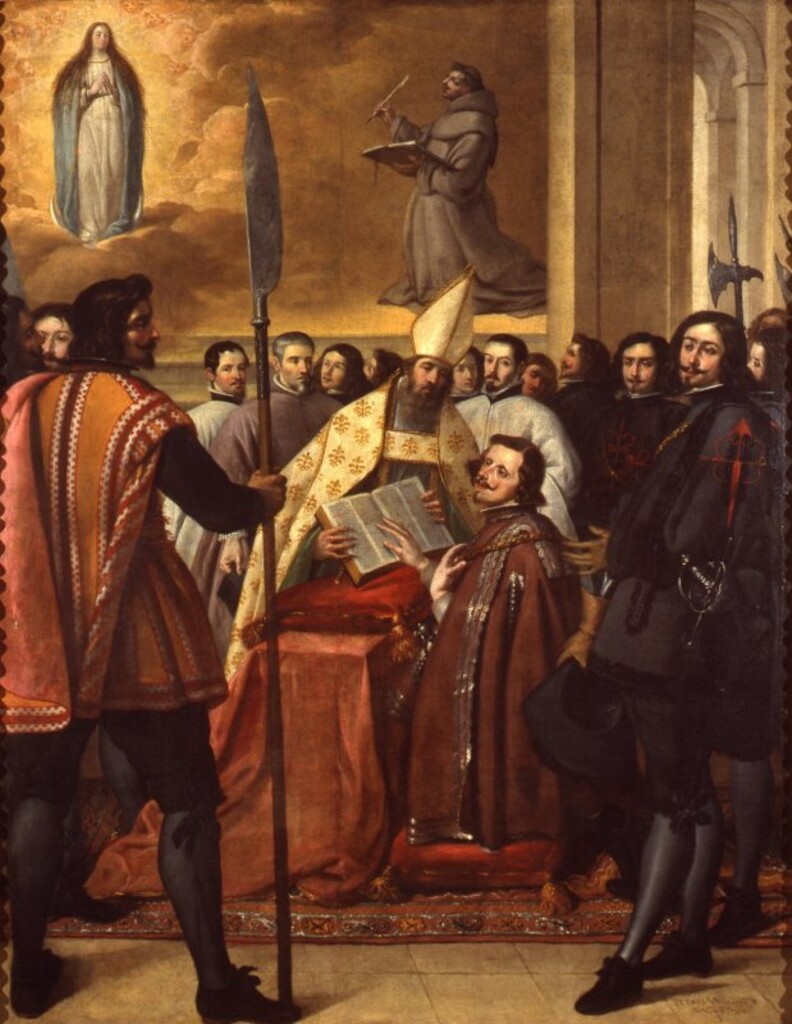 Miniatura de Felipe IV jurando defender la doctrina de la Inmaculada Concepción