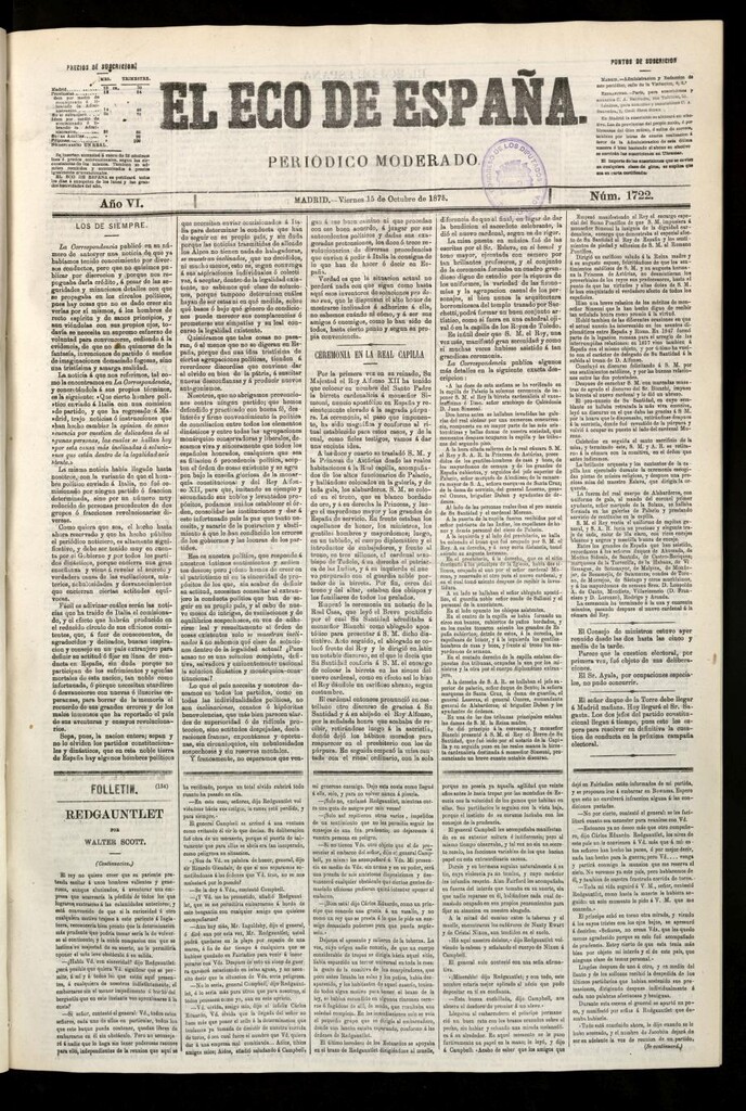 Miniatura de El Eco de España del 15 de octubre de 1875