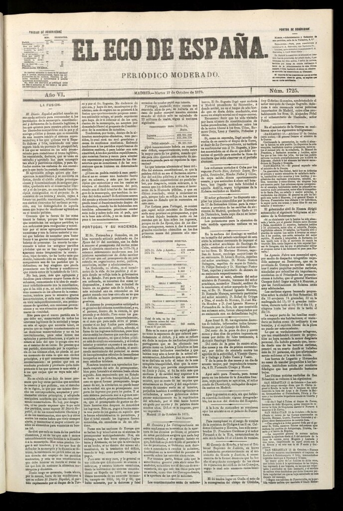 Miniatura de El Eco de España del 19 de octubre de 1875