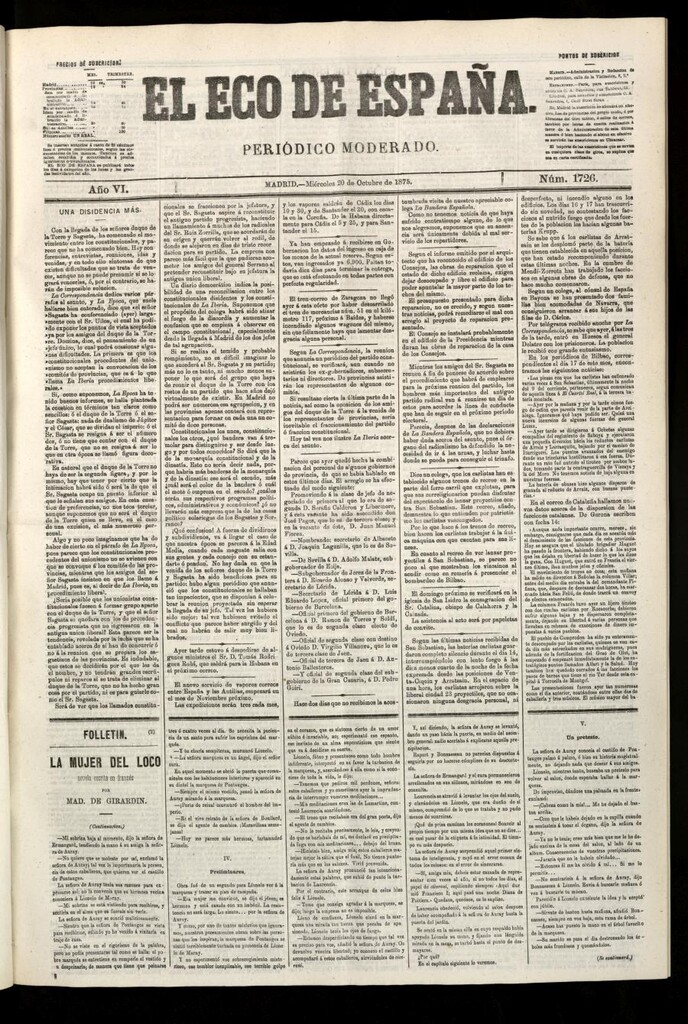 Miniatura de El Eco de España del 20 de octubre de 1875
