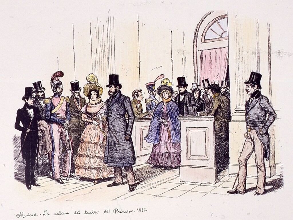 Miniatura de La salida del teatro del Príncipe. 1836