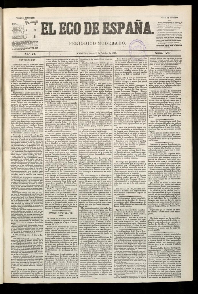Miniatura de El Eco de España del 21 de octubre de 1875