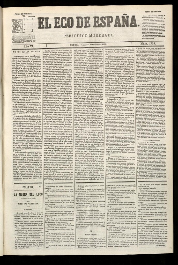 Miniatura de El Eco de España del 22 de octubre de 1875