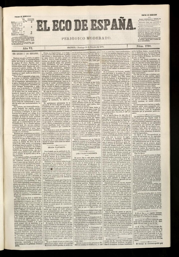 Miniatura de El Eco de España del 24 de octubre de 1875