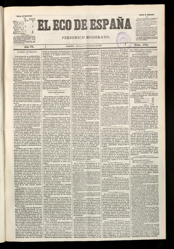 Miniatura de El Eco de España del 27 de octubre de 1875
