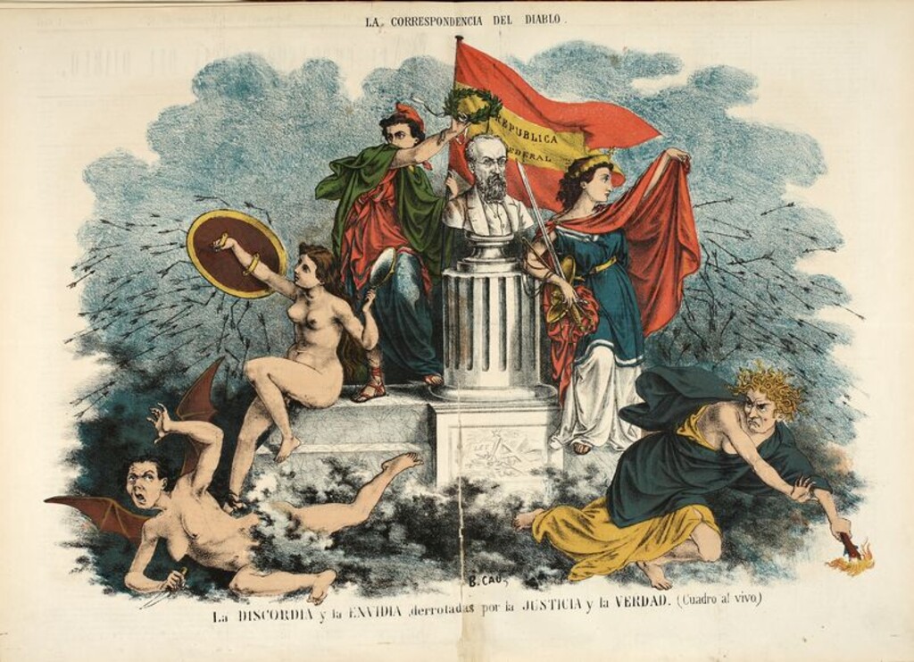 Miniatura de La discordia y la envidia derrotadas por la justicia y la verdad: (Cuadro al vivo)