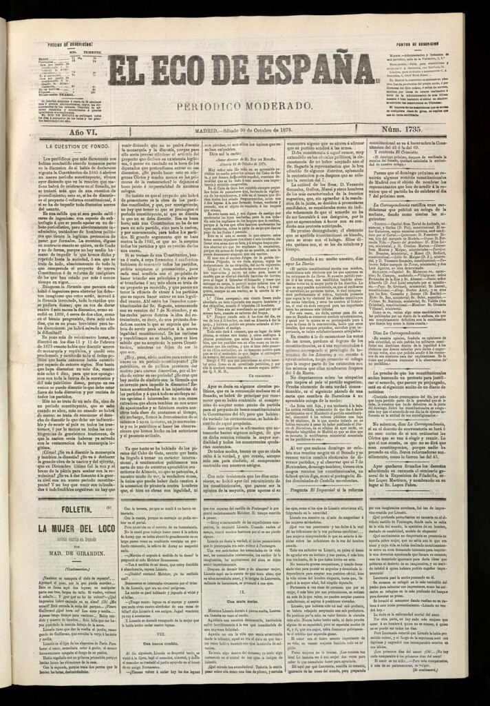Miniatura de El Eco de España del 30 de octubre de 1875