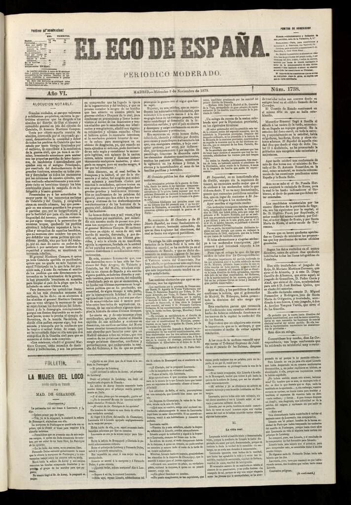 Miniatura de El Eco de España del 3 de noviembre de 1875