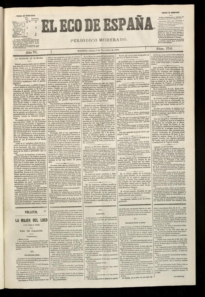 Miniatura de El Eco de España del 6 de noviembre de 1875