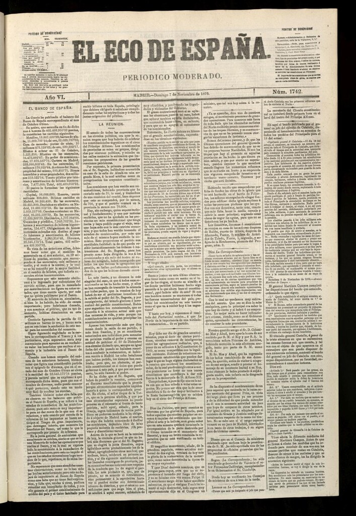 Miniatura de El Eco de España del 7 de noviembre de 1875