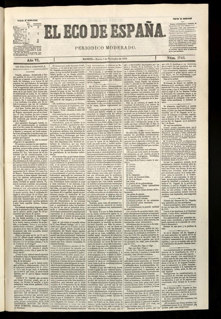 Miniatura de El Eco de España del 9 de noviembre de 1875