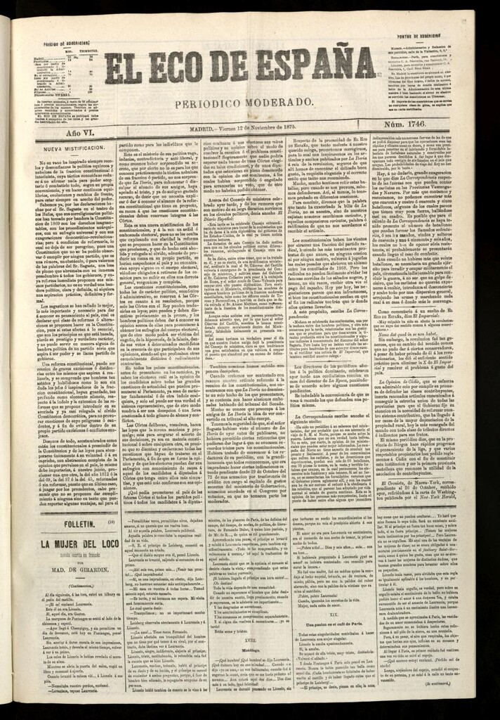 Miniatura de El Eco de España del 12 de noviembre de 1875