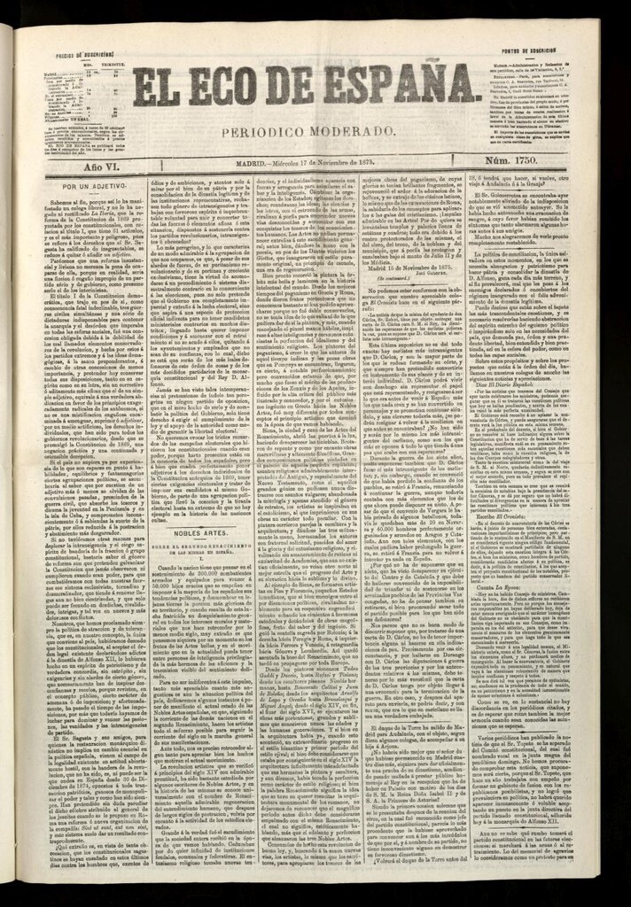 Miniatura de El Eco de España del 17 de noviembre de 1875