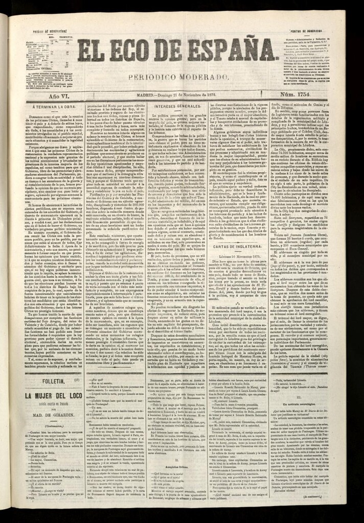 Miniatura de El Eco de España del 21 de noviembre de 1875
