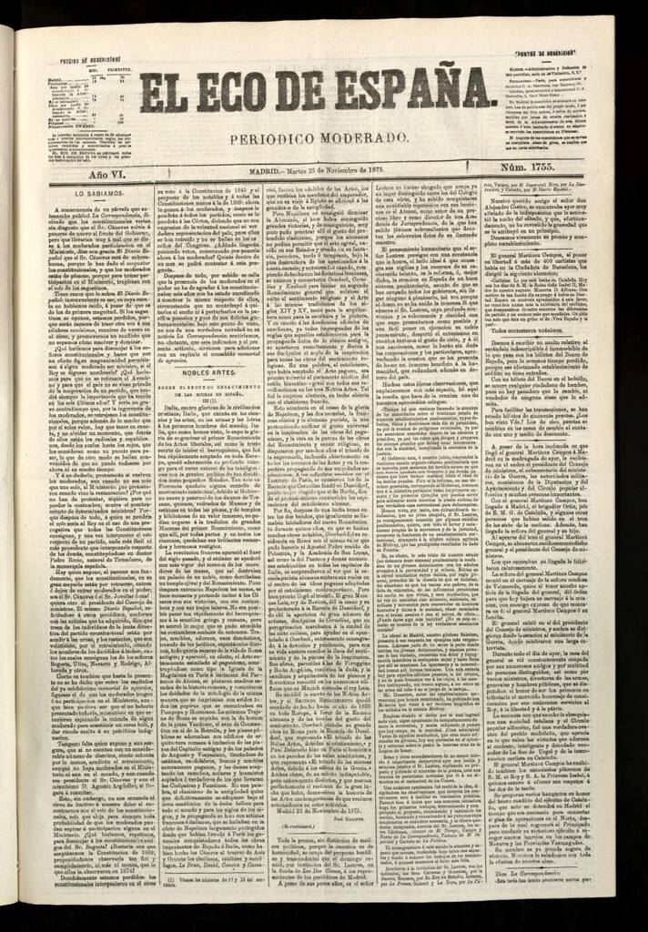 Miniatura de El Eco de España del 23 de noviembre de 1875