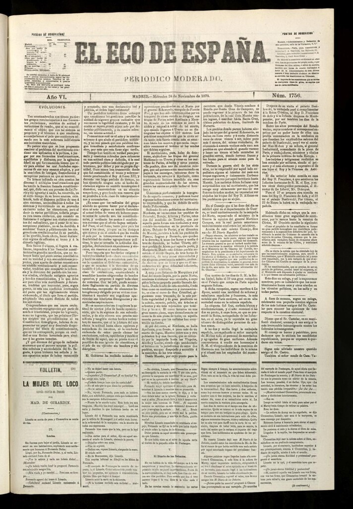 Miniatura de El Eco de España del 24 de noviembre de 1875