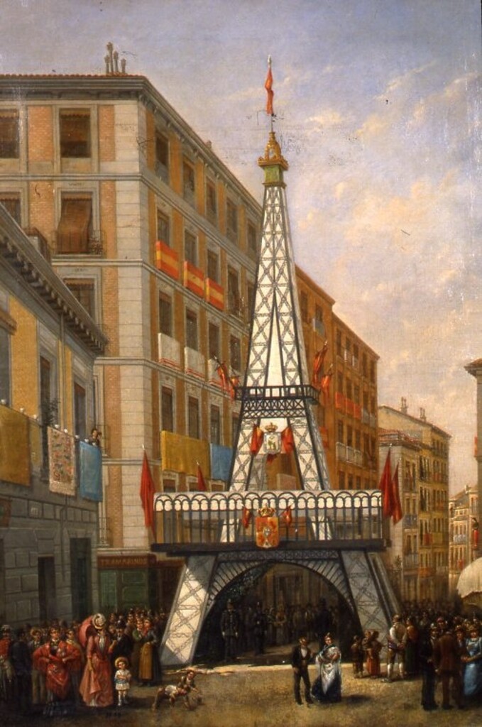 Miniatura de Calle madrileña engalanada (en la verbena de San Lorenzo)
