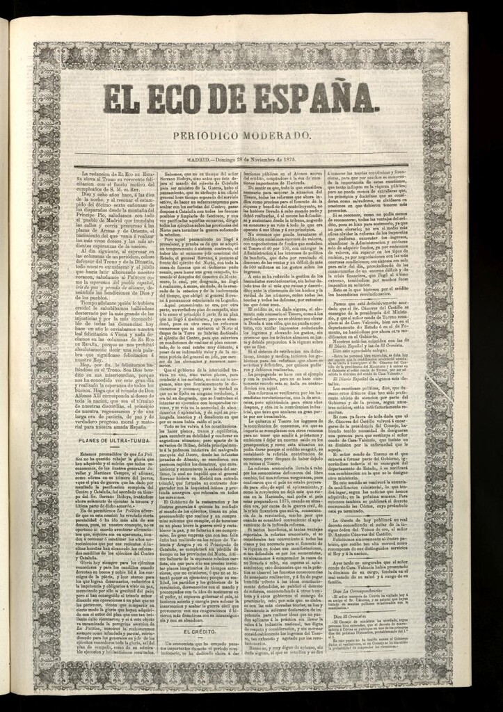 Miniatura de El Eco de España del 28 de noviembre de 1875