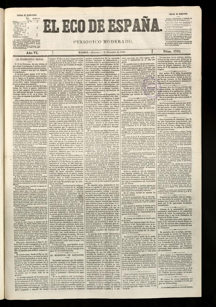 Miniatura de El Eco de España del 1 de diciembre de 1875
