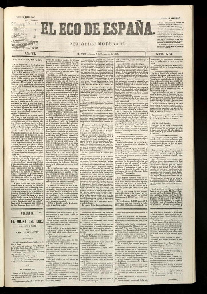 Miniatura de El Eco de España del 2 de diciembre de 1875