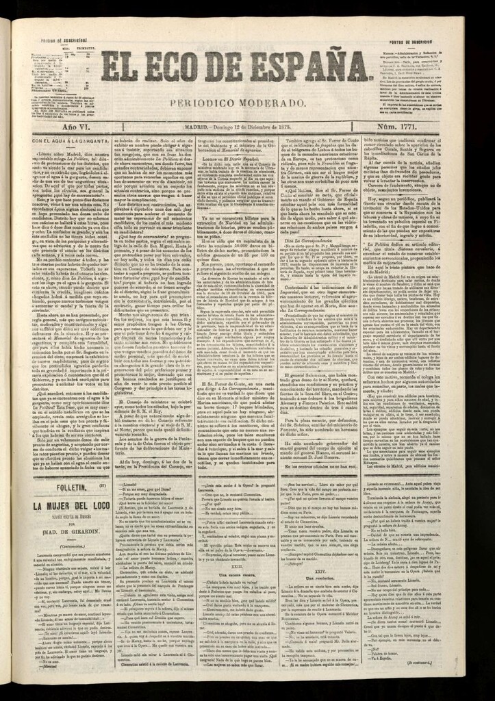 Miniatura de El Eco de España del 12 de diciembre de 1875