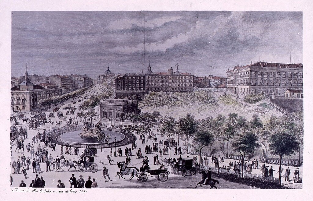 Miniatura de La Cibeles en día de toros. 1871