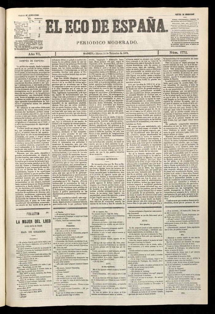Miniatura de El Eco de España del 14 de diciembre de 1875