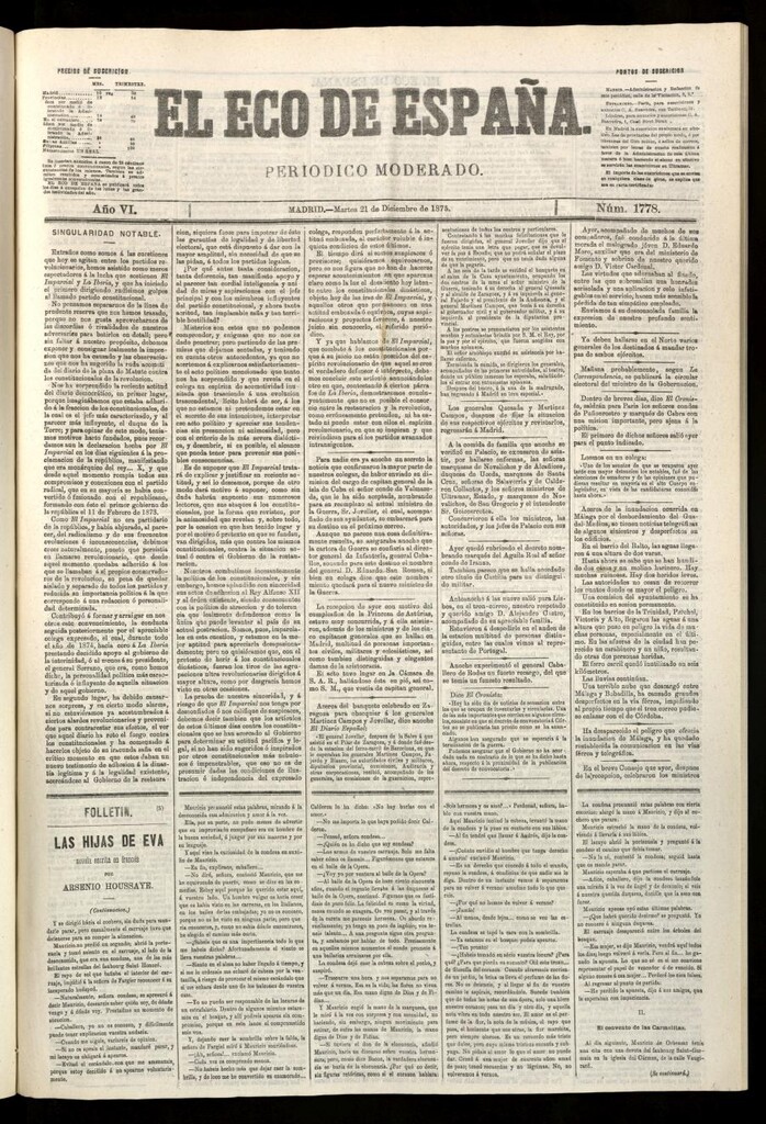 Miniatura de El Eco de España del 21 de diciembre de 1875