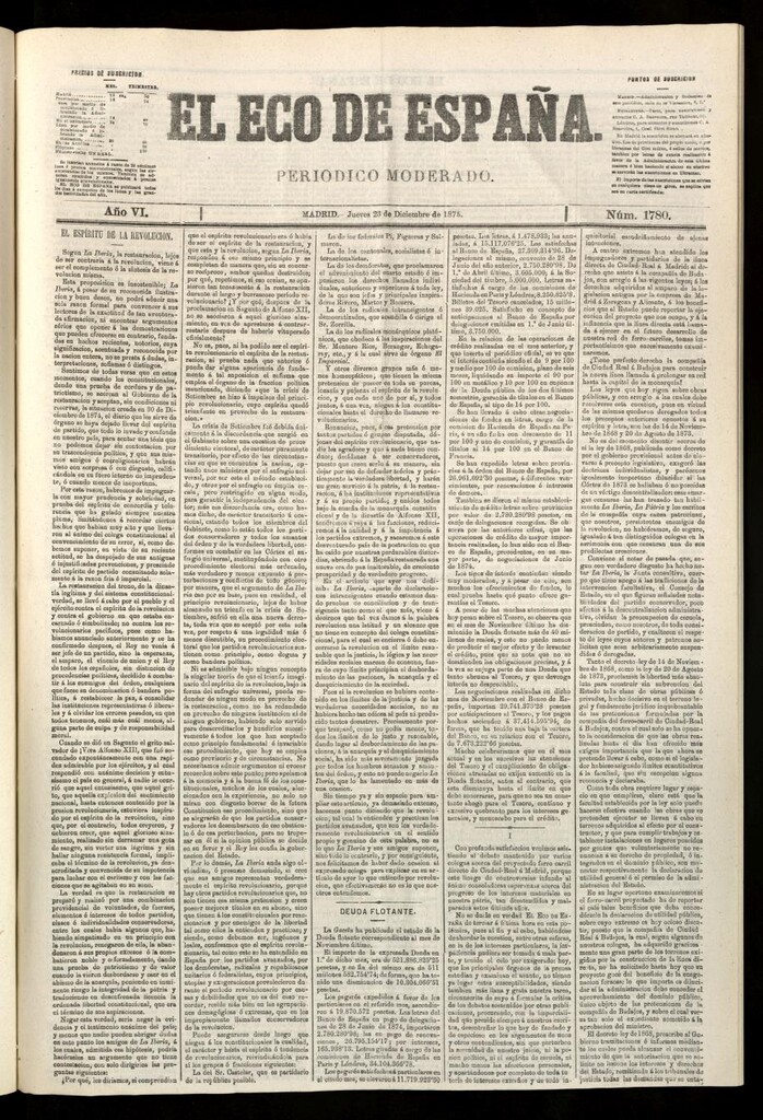 Miniatura de El Eco de España del 23 de diciembre de 1875
