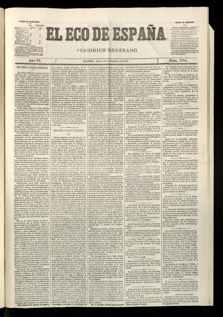 Miniatura de El Eco de España del 28 de diciembre de 1875