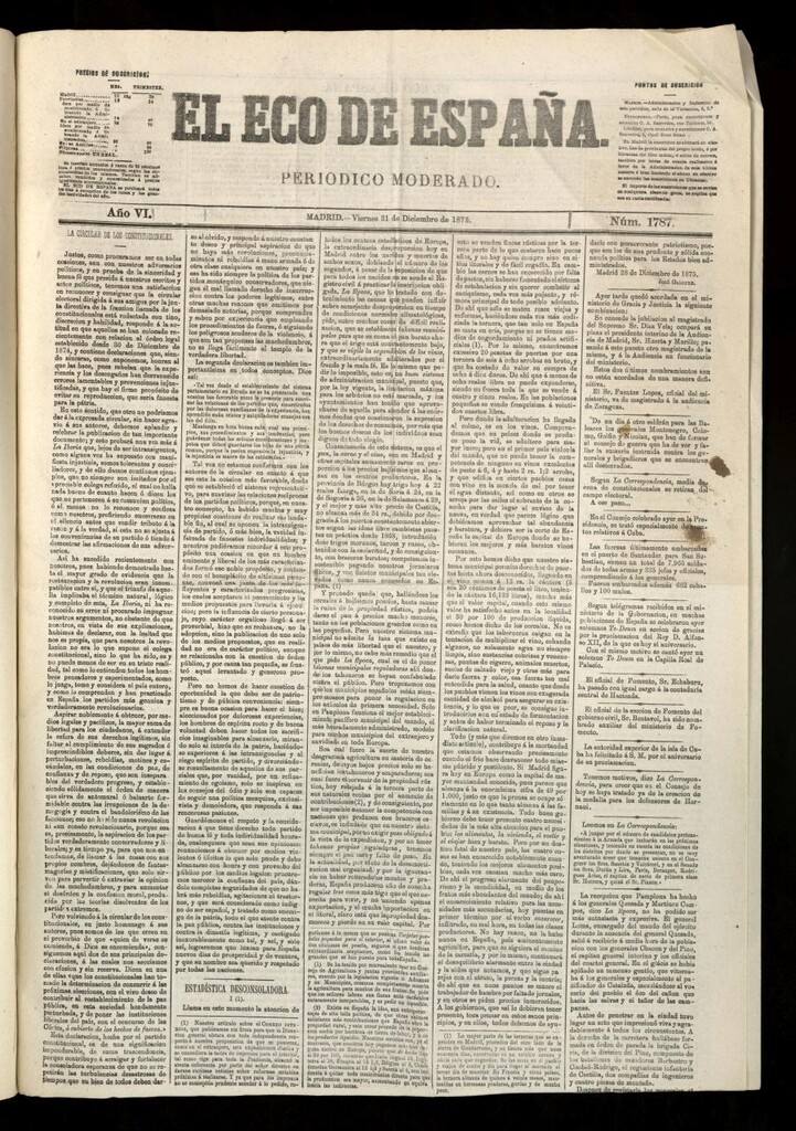 Miniatura de El Eco de España del 31 de diciembre de 1875