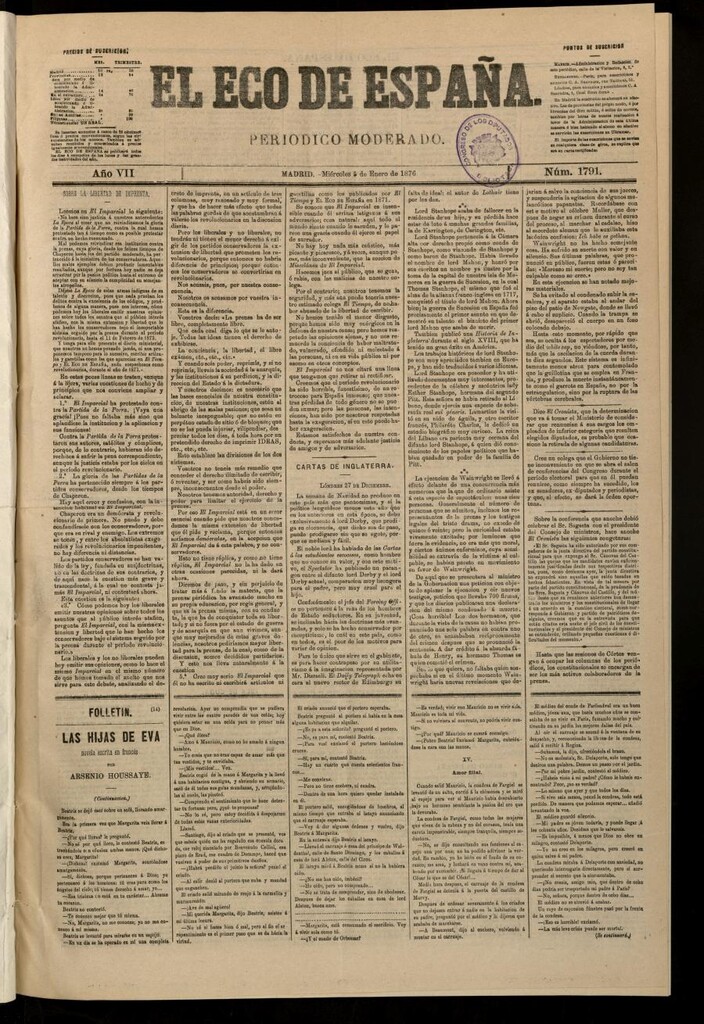 Miniatura de El Eco de España del 5 de enero de 1876