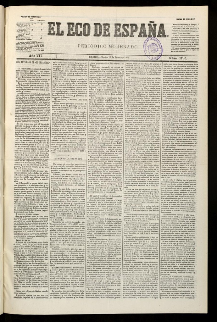 Miniatura de El Eco de España del 11 de enero de 1876