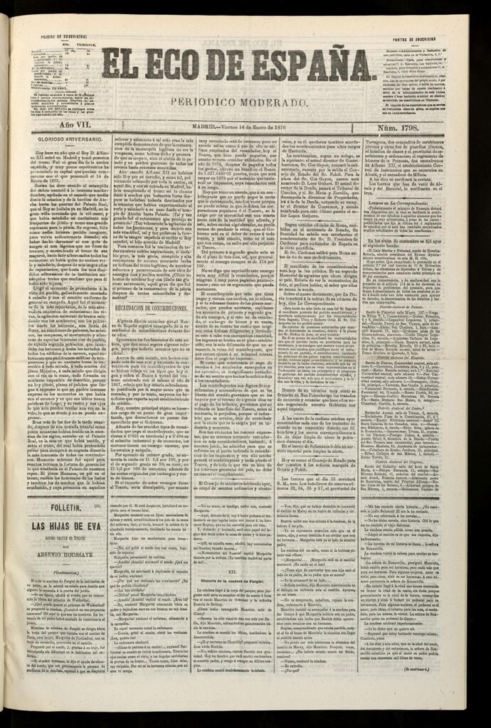 Miniatura de El Eco de España del 14 de enero de 1876