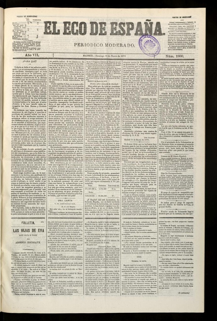 Miniatura de El Eco de España del 16 de enero de 1876
